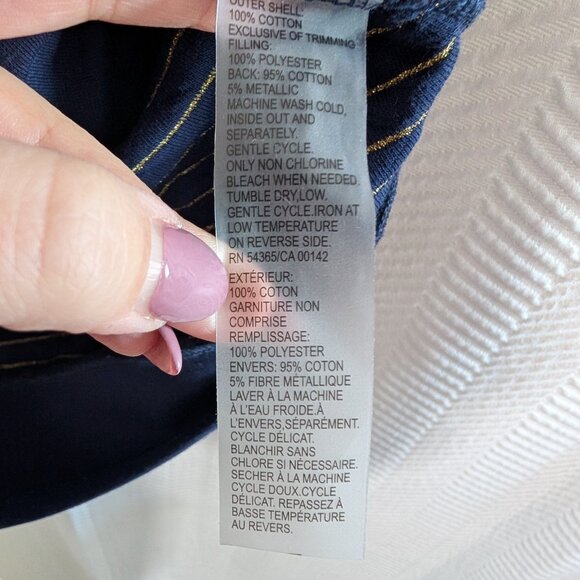 Allison Daley Petite Navy Blue Quilted Vest with Gold Zipper and Trim Size Large - Picture 12 of 12